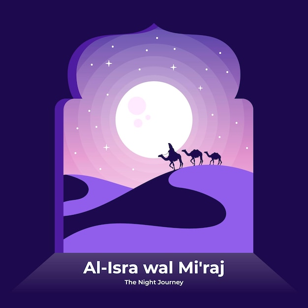 Gratis vector platte isra miraj illustratie