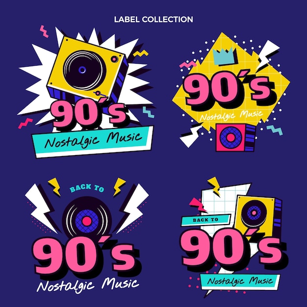 Platte jaren 90 nostalgische muziekfestivallabels