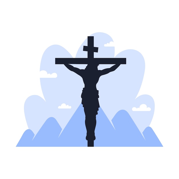 Gratis vector platte jezus silhouet