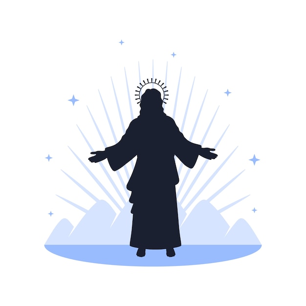 Gratis vector platte jezus silhouet