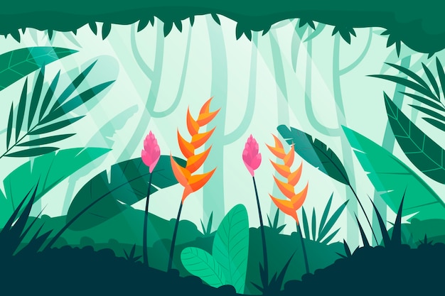 Gratis vector platte jungle achtergrond