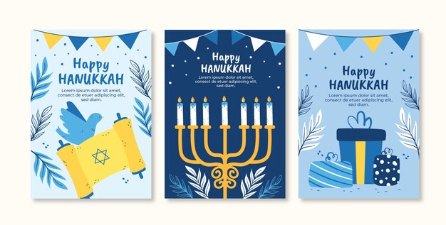 Platte kaartjes voor de joodse hanukkah-viering