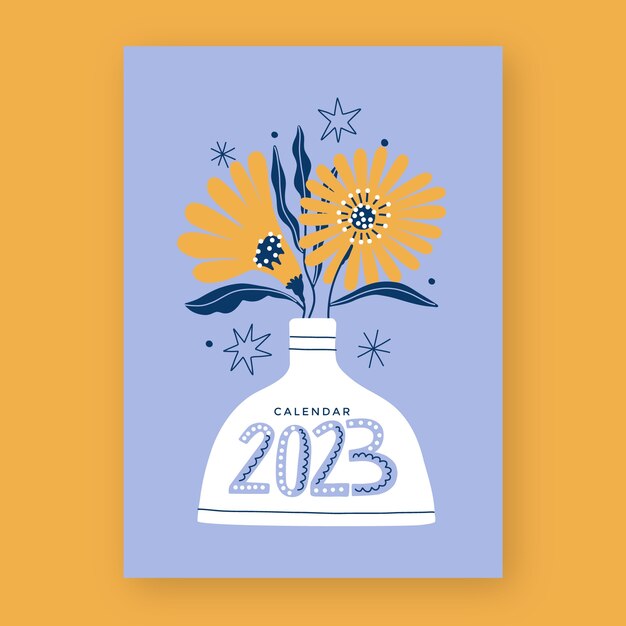 Gratis vector platte kalender omslagillustratie voor 2023