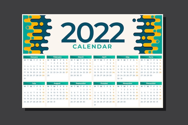 Gratis vector platte kalendersjabloon voor 2022