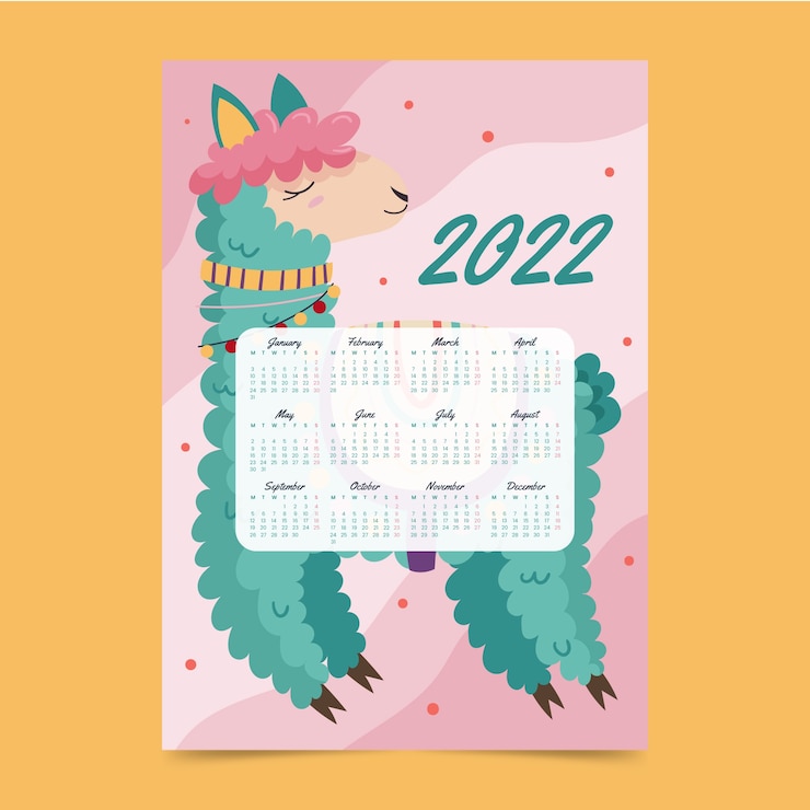 Gratis Vector platte kalendersjabloon voor 2022