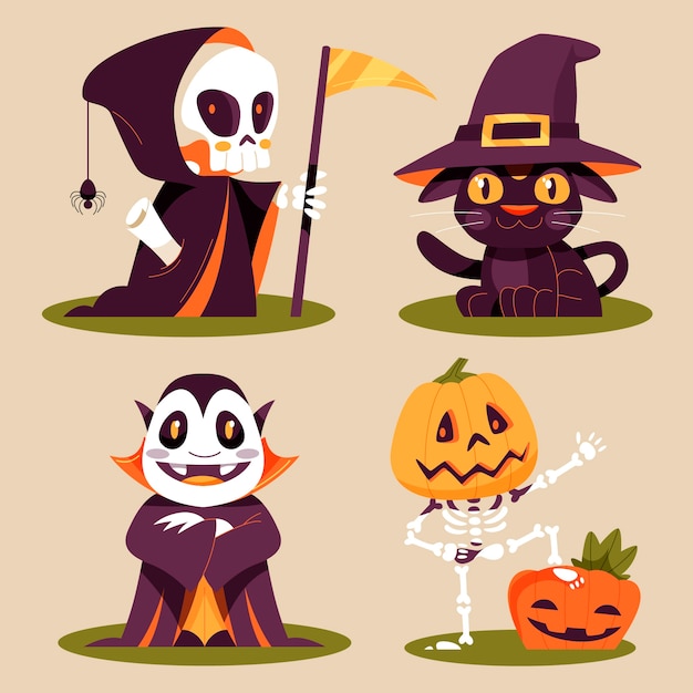 Gratis vector platte karakter illustratie voor halloween seizoen