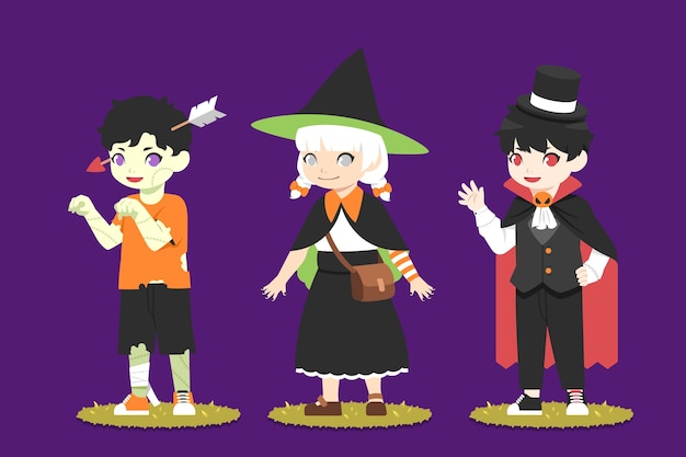 Gratis vector platte karakters illustratie voor halloween seizoen