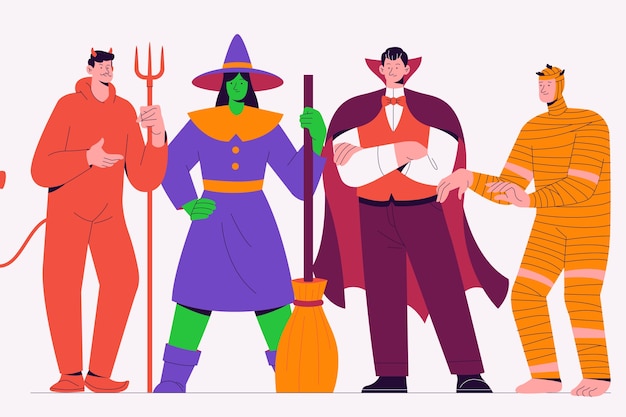 Gratis vector platte karakterscollectie voor halloween-seizoen