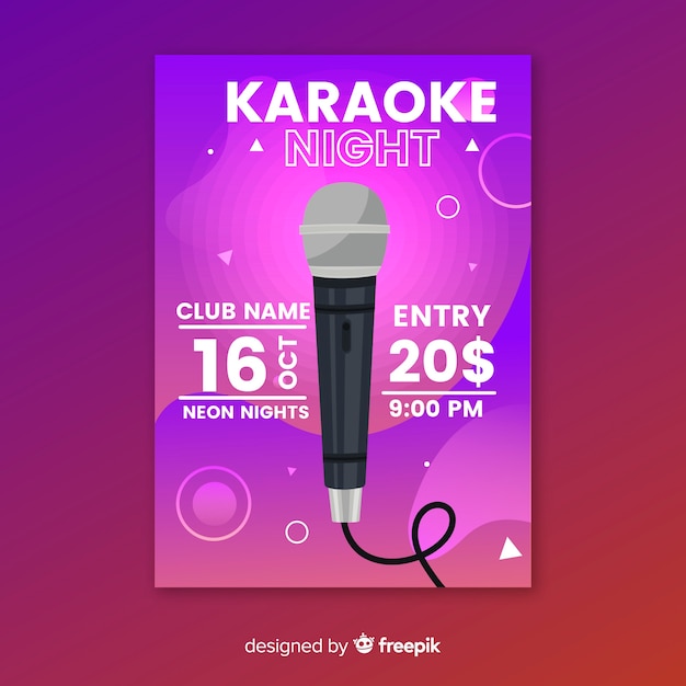 Gratis vector platte karaoke partij poster sjabloon