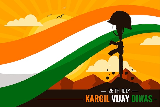 Gratis vector platte kargil vijay diwas illustratie