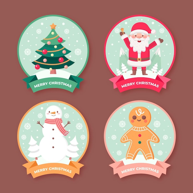 Platte kerst badges collectie