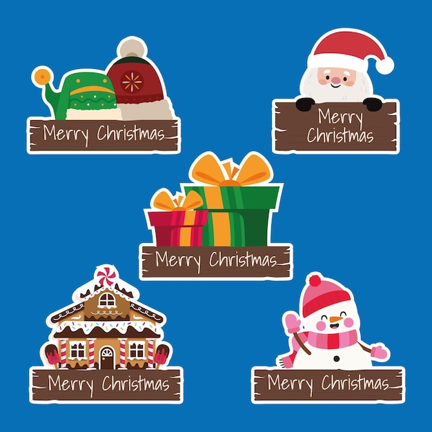 Gratis vector platte kerst badges collectie