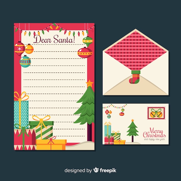 Platte kerst briefpapier sjabloon