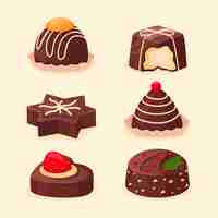 Gratis vector platte kerst chocolaatjes collectie