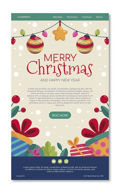 Gratis vector platte kerst e-mailsjabloon