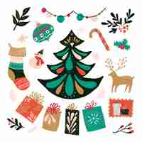 Gratis vector platte kerst elementen collectie