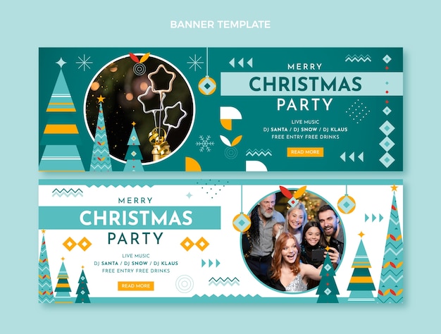 Platte kerst horizontale banners set