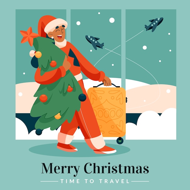 Gratis vector platte kerst reis illustratie