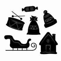 Gratis vector platte kerst silhouetten collectie