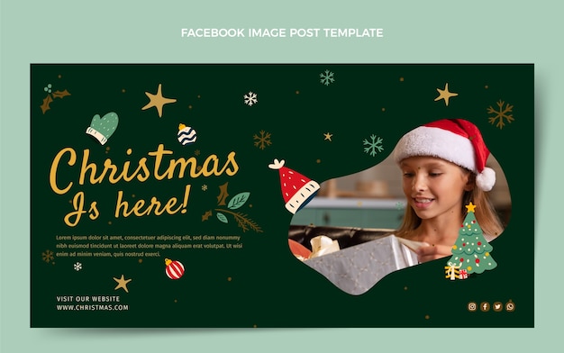 Platte kerst social media postsjabloon