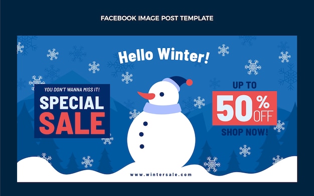 Gratis vector platte kerst social media postsjabloon