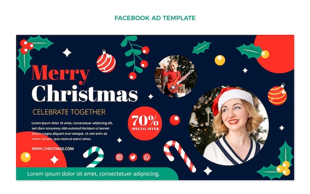 Platte kerst social media promo sjabloon