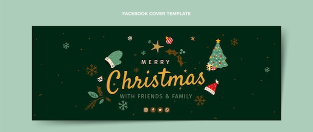 Gratis vector platte kerst sociale media voorbladsjabloon