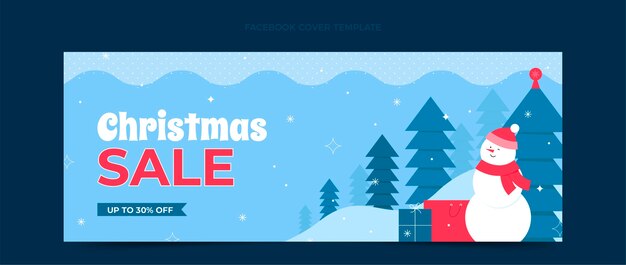 Gratis vector platte kerst sociale media voorbladsjabloon