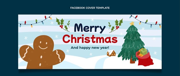 Gratis vector platte kerst sociale media voorbladsjabloon