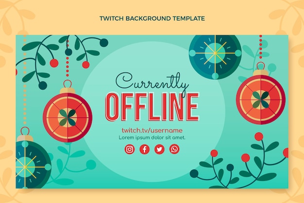 Gratis vector platte kerst twitch achtergrond