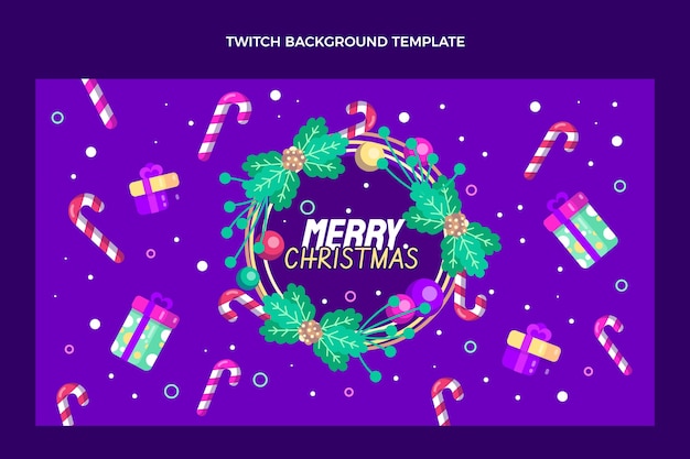 Gratis vector platte kerst twitch achtergrond