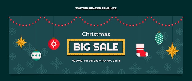 Gratis vector platte kerst twitter header