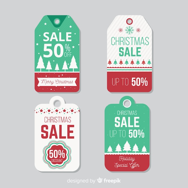 Platte kerst verkoop labels