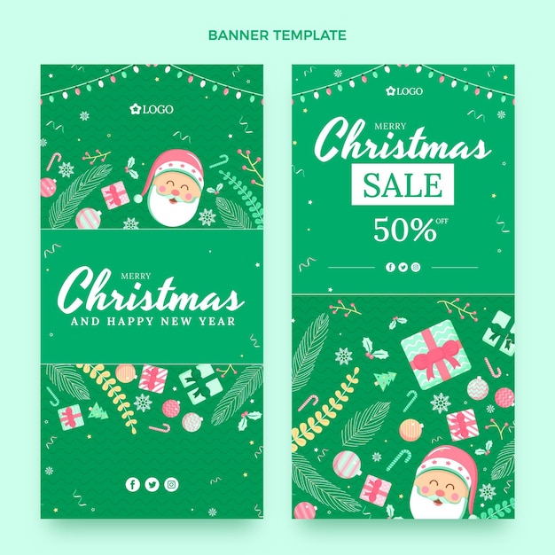 Platte kerst verticale banners set