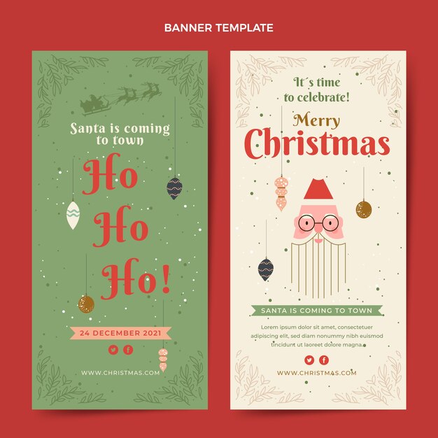 Platte kerst verticale banners set