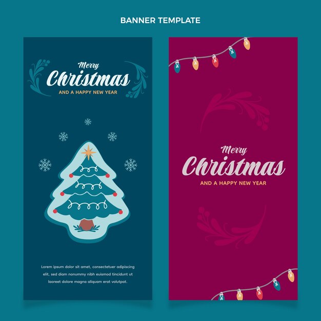 Platte kerst verticale banners set