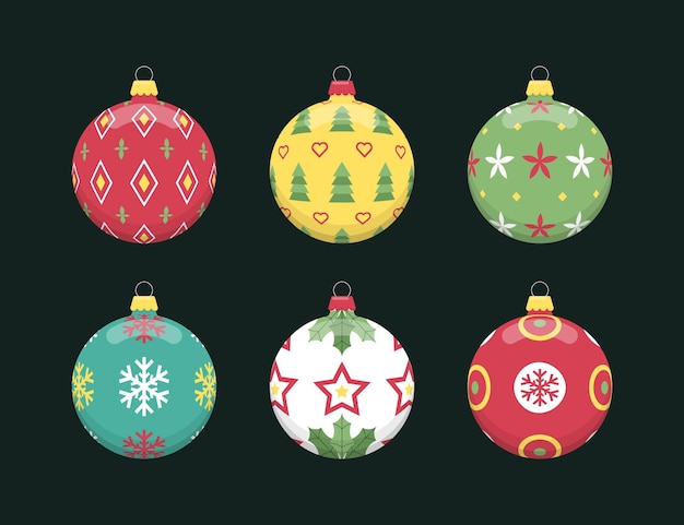 Gratis vector platte kerstbal ornamenten collectie