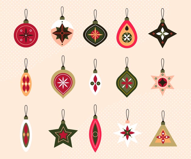 Platte kerstbal ornamenten collectie