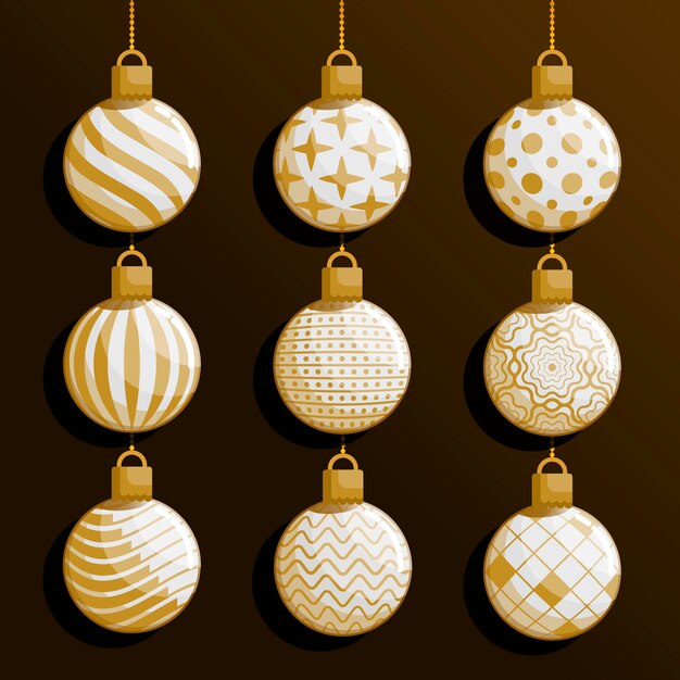 Platte kerstbal ornamenten pack