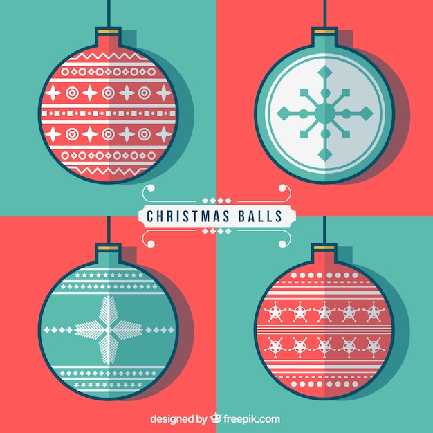 Gratis vector platte kerstballen