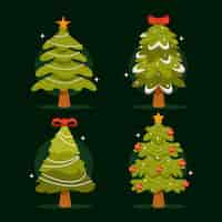 Gratis vector platte kerstboom collectie