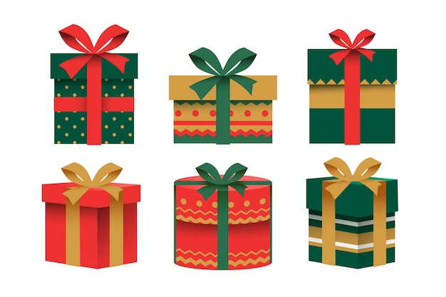 Gratis vector platte kerstcadeau collectie