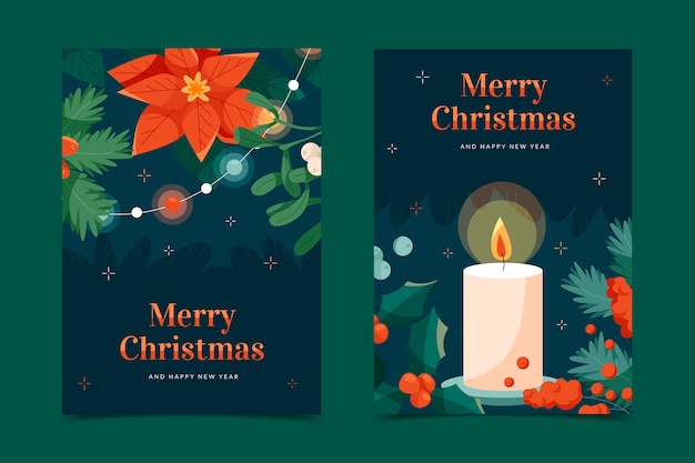 Gratis vector platte kerstkaarten collectie