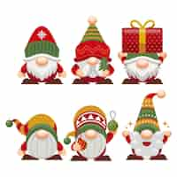 Gratis vector platte kerstkabouters collectie