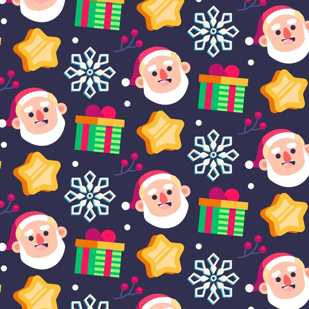 Gratis vector platte kerstpatroonontwerp