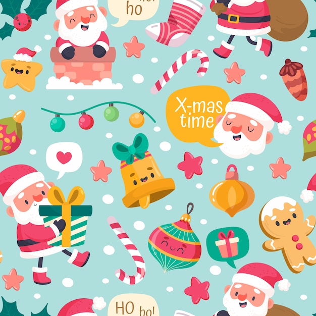 Gratis vector platte kerstpatroonontwerp