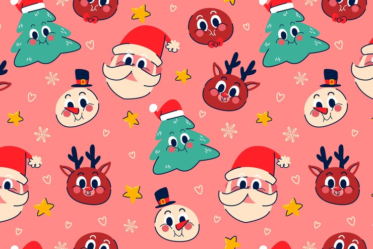 Gratis Vector platte kerstpatroonontwerp