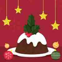 Gratis vector platte kerstpudding illustratie