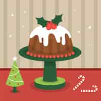 Gratis vector platte kerstpudding illustratie