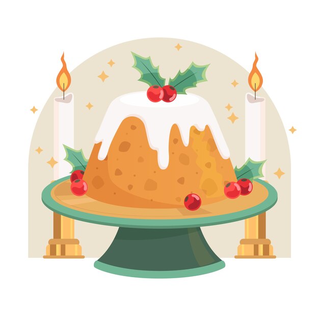 Platte kerstpudding illustratie